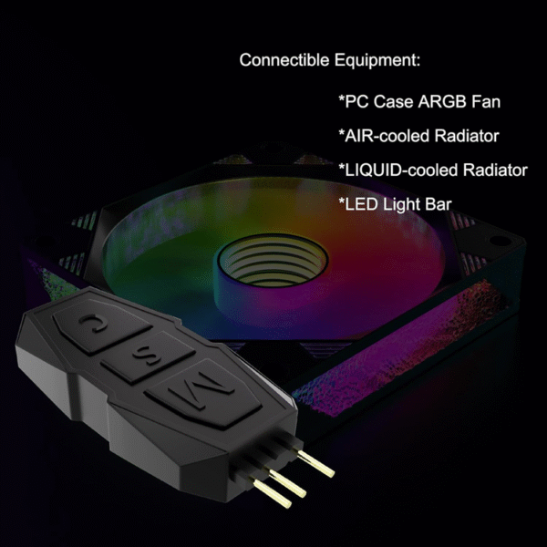 ARGB Controller 5V 3Pin SATA Power ; ARGB Controller , Fans Controller for Rainbow Case Fans, PC Rainbow LED Strip, Computer ARGB Fans – BLACK - Image 4