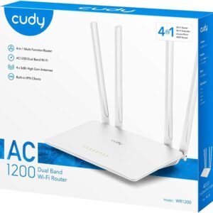CUDY WR1200 AC1200 4-Stream Dual-Band WiFi Router Extender Wireless Access Point ;  867 Mbps + 300 Mbps Wi-Fi ;  5 Fast Ethernet Ports ; 4 High-Gain Antennas ; 40 Connected Devices ; Covers 100m² ;  Router/AP/RE/WISP/Client Modes ;  Cudy App | NO WARRANTY