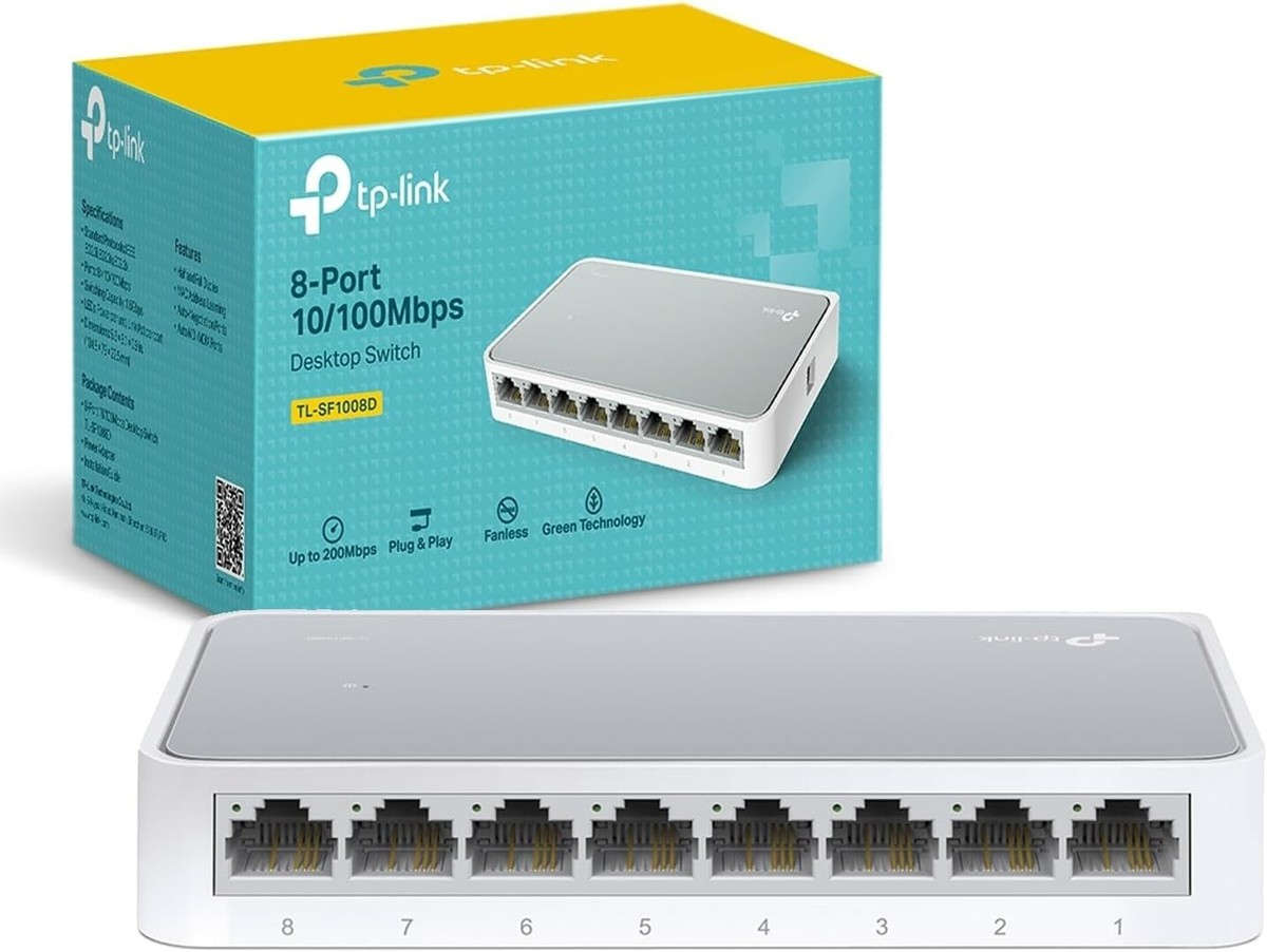 TPLINK 8-Port 10/100Mbps Desktop Switch TL-SF1008D with UK PLUG