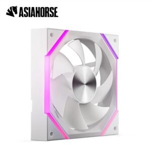 AsiaHorse NYOTA ARGB 120mm Case Fan – Forward White, PWM 800–2000RPM, 61.5 CFM Airflow, Quiet 29dB, Hydraulic Bearing, Customizable ARGB Lighting, 4-Pin
