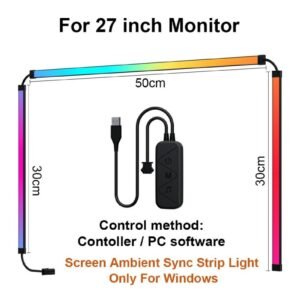 24|27 Inch For 27 Inch Monitor RGB Color Gaming Light Strip Smart Control PC Sync Backlight Light Bar DX23014-1