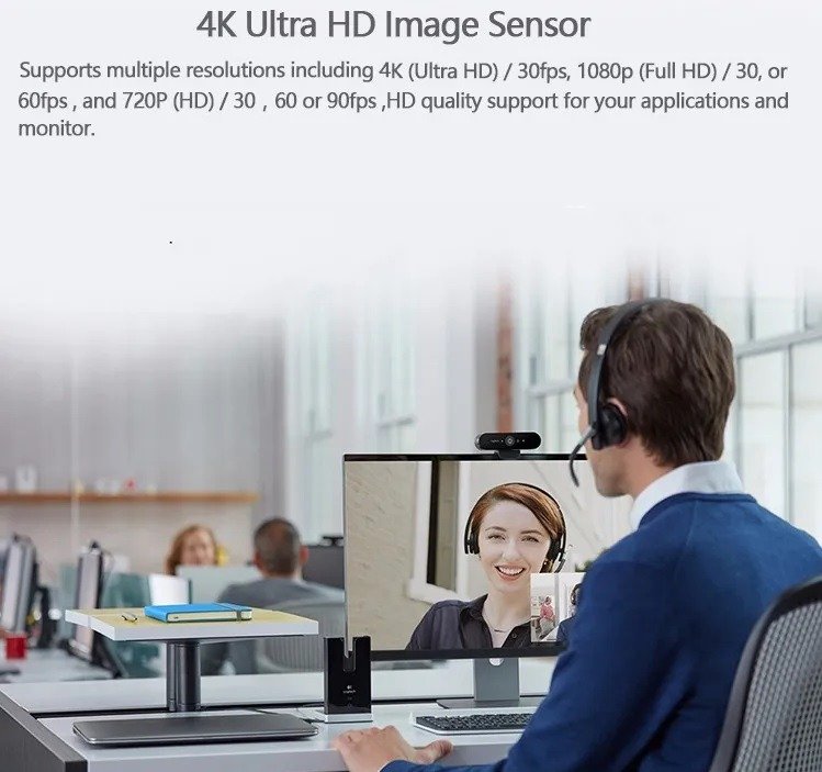 Logitech Brio 4K Pro Webcam C1000e with Privacy Shutter , Ultra 4K HD Video Calling, Noise-Canceling mic, HD Auto Light Correction, Wide Field of View, Works with Microsoft Teams, Zoom - Image 6
