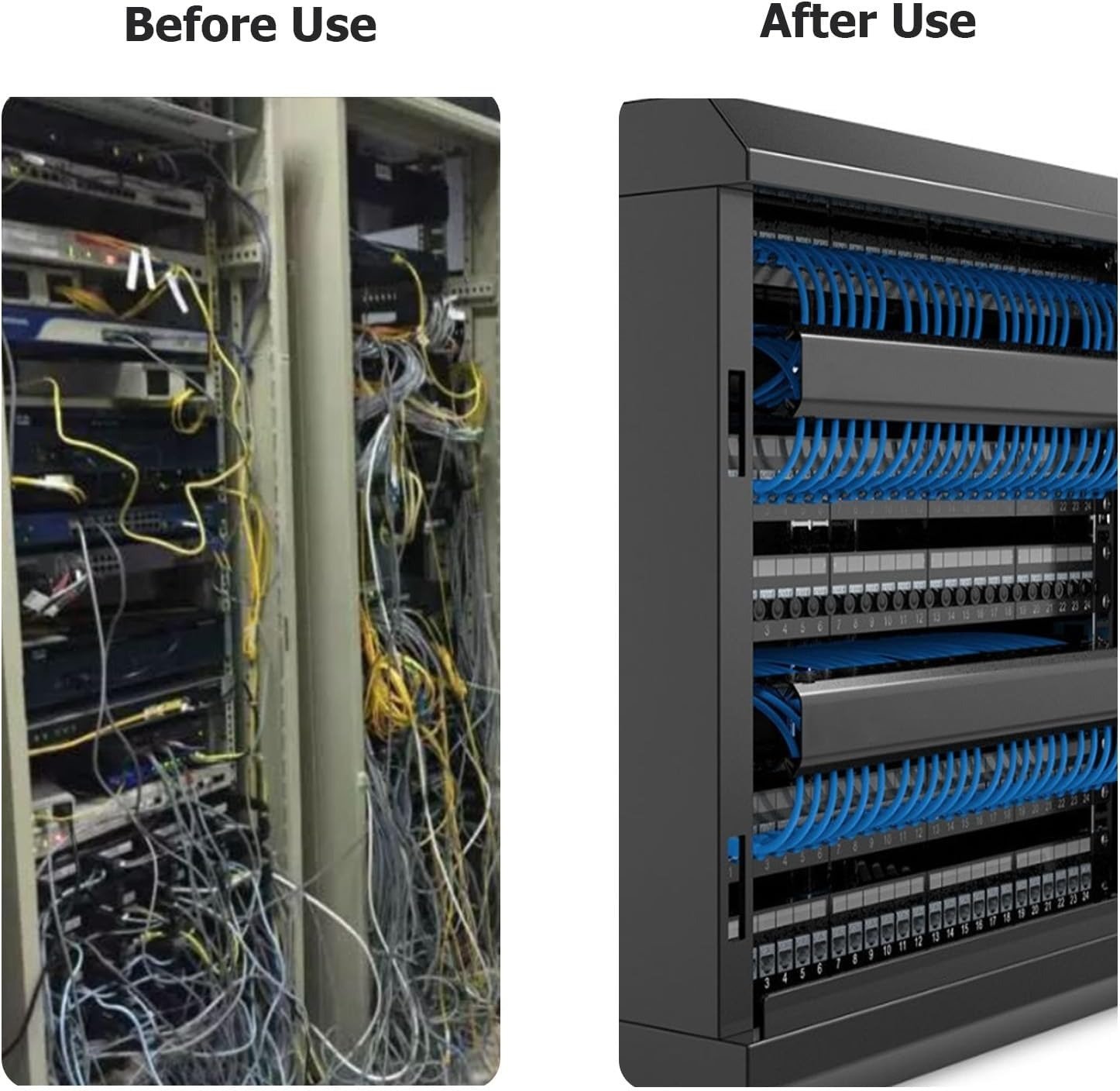 1U 19 Inch 12 Slot Horizontal Single Sided Manager, Cable Raceway Duct with Cover for Rack Mount Cable Management, 3.43 inch Depth - Image 5