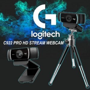 Logitech C922 PRO HD STREAM WEBCAM with Tripod –  Full HD 1080p, 3MP Autofocus Camera, Dual Stereo Mics,  Tripod-Ready Clip, 78° dFoV