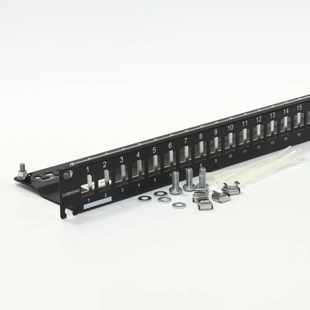 CORNING 3M Everon 24-Port Patch Panel | 1U Rack-Mount | Aluminum Housing | Grounding Kit Included | Universal 19″ Rack | Integrated Cable Strain Relief - Image 2