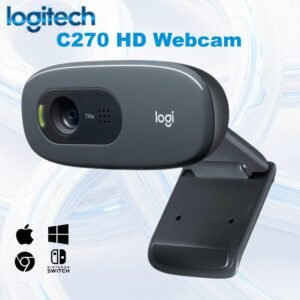 Logitech C270 HD Webcam With 720p/30fps Widescreen Video, Noise-Reducing Mic, RightLight Auto Correction, Universal Clip, USB-A, Windows Mac ChromeOS, Switch 2 Compatible