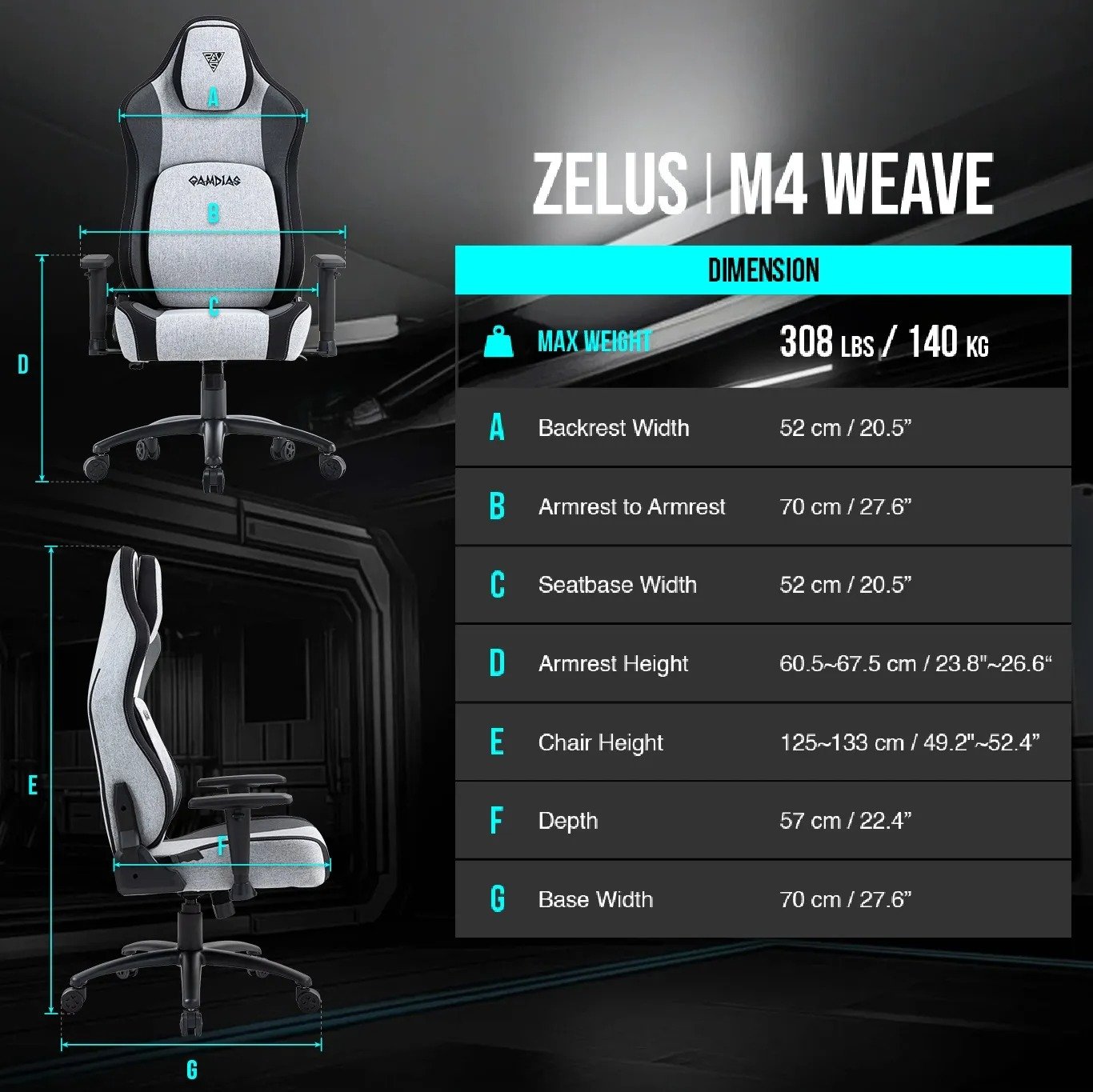 GAMDIAS ZELUS M4 Weave Ergonomic Gaming Chair - Image 6