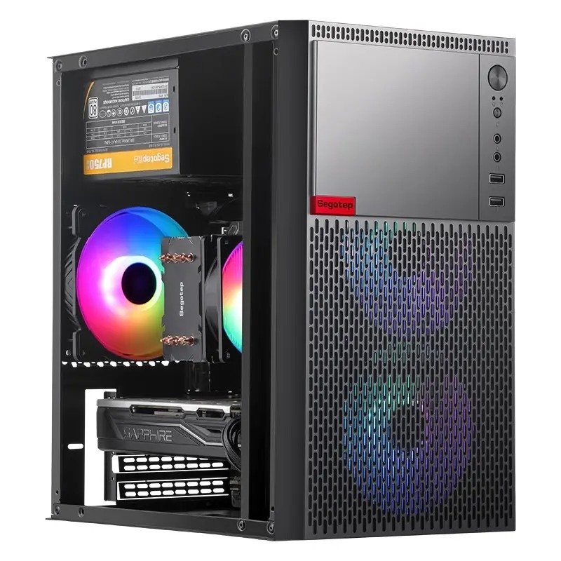 Segotep Knight W3 M-ATX PC Case in Black with Dual Front & Single Rear 12cm Fan Support, 155mm CPU Radiator Height, 280mm GPU Length, ITX/M-ATX Compatibility, and Sleek Business Design - Image 3